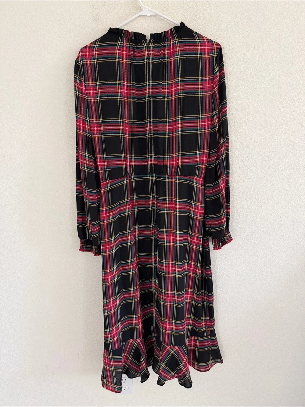 J. Crew Stewart Tartan Long Sleeve Plaid Ruffle Dress